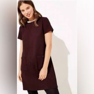 Loft Red and Black Houndstooth Shift